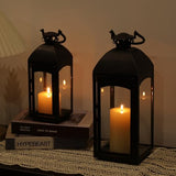 NEEDOMO Lanterns Decorative Indoor&Outdoor, 20''/16''H Set of 2 Outdoor Lanterns for Porch,Metal Frame Candle Holders Hanging Lights with Glass, Spring, Fall, Christmas