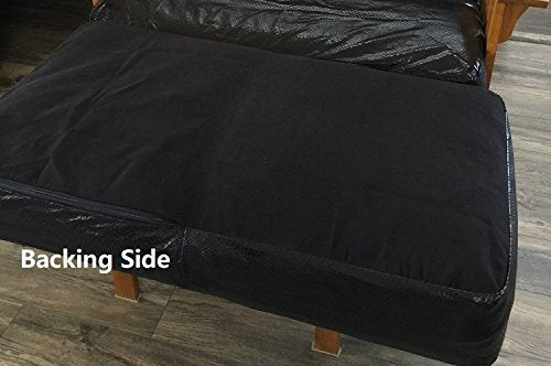 OctoRose Leather Like Snake Brown and Bonded Solid Black Micro Suede Reversible 3 Side Zipper Futon Cover Twin Size 39x75+8" (inch) (Leatherlike-Black, Twin(39x75+8"))