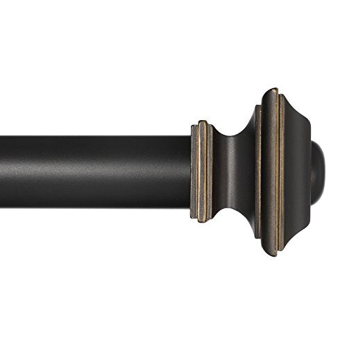 Ivilon Window Treatment Curtain Rod - Square Finials, 1 1/8 in Rod, 48 to 86 Inch, Antique Black