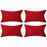 Home Brilliant Red Outdoor Pillows Christmas Waterproof Linen Pillow Covers Farmhouse Rectangle Lumbar Throw Pillow for Living Room Balcony Patio Couch, Pack of 4, 12 inch x 20 inch (30 x 50 cm)