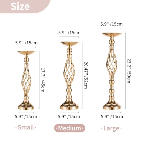 NUPTIO Gold Centerpiece Stand for Table, Twist Style, 20.5" Tall, 10 Pcs