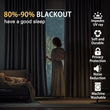 JIUZHEN Blackout Curtains with Tiebacks - Thermal Insulated, Light Blocking and Noise Reducing Grommet Curtain Drapes for Bedroom and Living Room, Set of 2 Panels, 42 x 63 Inch Length, Navy Blue