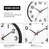Wall Clocks Battery Operated 8 inch Modern Wall Clock,Silent Non Ticking Wall Clock for Living Room Bedroom Kitchen Office Classroom Decor (White and Black)