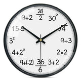 VIKMARI Glass Wall Clock 12 Inch Math Teaching Style Clock White Battery Operated Quartz Silent Non Ticking Wall Clocks for Classroom Bedroom Study Room