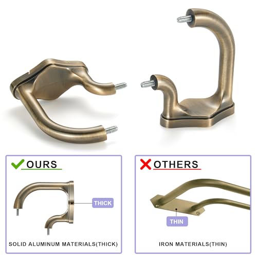 Anqiue Bronze Double Curtain Rods For Windows 28-48 Inch,Heavy Duty Double Curtain Rod with Aluminum Finial and Bracket,Adjustable Curved Double Window Rods For Blackout Or Room Darkening Panel