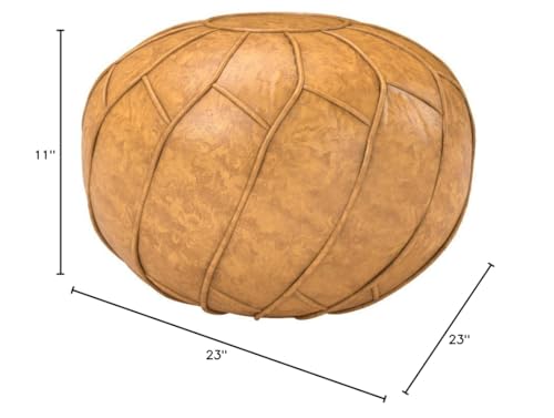Moderner Faux Leather Pouf Unstuffed Ottoman Moroccan Footstool, Floor Footrest Cushion, Storage Solution - Natural Brown Color (Camel, Round)