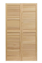 LTL Home Products SHL55 Exterior Solid Wood Louvered Window Shutters, 15" x 55", Unfinished Pine