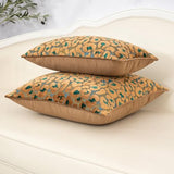 Alerfa Green Brown Floral Throw Pillow Cover 12 x 20 Inch Cut Velvet Rectange Luxury Decorative Lumbar Pillow Cover for Couch Living Room Bedroom