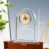 YWHL Best Boss Birthday Gifts for Women Men, Meaningful Boss Appreciation Gift for Female, Laser Engraving Glass Table Clock for Boss's Day Retirement Work Anniversary (Battery not Included)