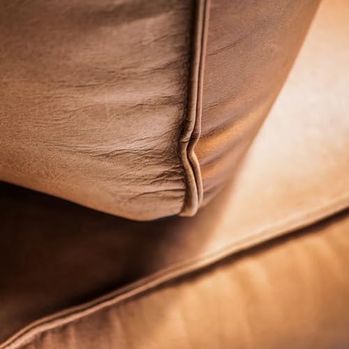 Handcrafted Moroccan Square Leather Pouffe – Delivered Unstuffed – Ottoman, Footstool, Footrest, Floor Cushion, Coffee Table, Hassock (Tan, 16" × 16" × 12" – Small)