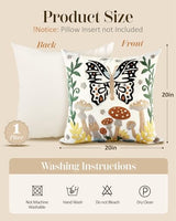 Embroidered Throw Pillow Cover, 20x20 Inch, Butterfly Moon