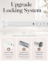 ALLZONE Tension Curtain Rods for Windows 66 to 120 Inches, White Curtain Rods No Drilling, Heavy Duty Extra Long Tension Rod for Curtains, Outdoor Curtains Rod for Patio, Bedroom
