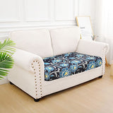 hyha Printed Couch Cushion Covers, Floral Sofa Covers Washable for 2 Cushion Couch, Stretch Pattern Outdoor Cushion Covers for Patio Furniture with Elastic Bottom(Medium, Bluebell)