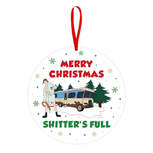 National Lampoons Christmas Vacation Ornament, Merry Christmas Shitters Full Tree Hanging Ornament, Griswold Family Cousin Eddie Holiday Tree Decorations, White Elephant Gifts Stocking Stuffer