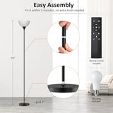 PESRAE Floor Lamp, Remote Control with Stpeless Color Temperatures and Brightness, Torchiere lamp for Bedroom, Living Room, Bulb Included (Matte Black)