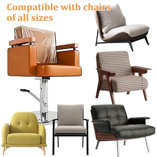 6 Pack Salon Chair Covers, 20" x 16" Universal Thick 12 Mil PVC Plastic Chair Protector for Hair Salon and Spa, Clear Chair Back Covers with Reinforced Black Seams