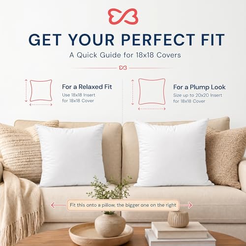 Foamily Couch Pillows Inserts 18x18 (Set of 4) Premium Decorative Pillows for Couch, Bed & Living Room, Soft Fluffy Throw Pillow Inserts for Home Décor