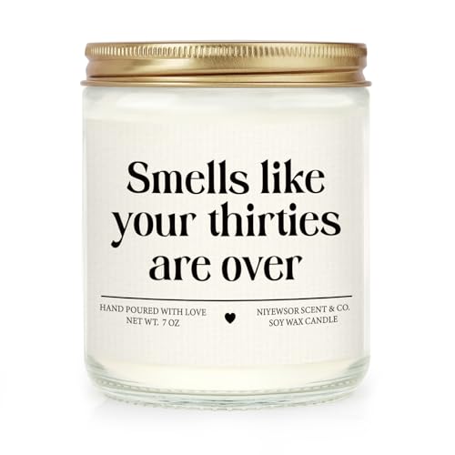 Niyewsor 40th Birthday Gifts Women Men, Forty Birthday Candle, 1986 40th Birthday Decorations for Women Men, 40 Year Old Bday Gifts for Friend, Sister, Wife, Husband, Handmade, 7oz