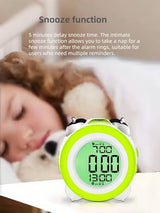 Super Loud Alarm Clock, Twin Bell Battery Operated with Snooze Function, Silent Mode, Backlight Display, Date and Week Calendar, Retro Ringing Design, Suitable for Home Office (Red)