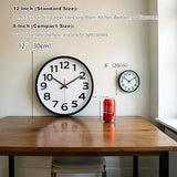Wall Clock 12 Inch Silent Non-Ticking Big Numbers Easy to Read Wall Clocks Decorative for Office School Bedroom Home