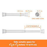 KXLife 2 Pack Smallest Spring Tension Curtain Rod 5.25 to 7.5 Inch Adjustable, Mini Thin Tension Rod No Drill for Narrow Window, Cupboard Dividers, White