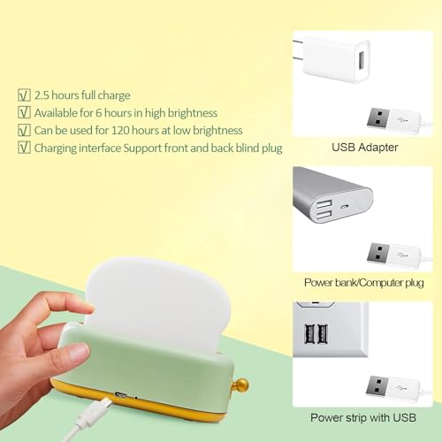 Desk Decor Toaster Lamp, Rechargeable Small Lamp with Smile Face Toast Bread Cute Toaster Shape Room Decor Night Light for Bedroom, Bedside, Living Room, Dining, Desk Decorations, Gift