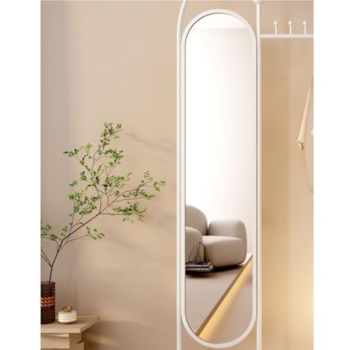 Full-Length Mirror Household Floor-Standing Coat Rack Dressing Mirror Combination Bedroom with Dressing Mirror Hanger Door Vertical Full Length Floor Mirror (Black)