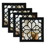 ZEXUIRU 4 Set Rustic Wall Mirrors for Bedroom Bathroom Living Room Entryway Wood Farmhouse Square Easy to Hang Framed Decorative Accent Hanging Wall-Mounted Mirror Set for Living Room - Black