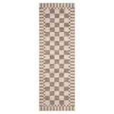 GarveeHome 2×6 Kitchen Runner Rug Non Slip Brown Checkered Rug,Washable Runner Rug for Hallway Soft Low-Pile Geometric Tan Brown Print Checkerboard Rugs for Entryway Kitchen Dining Room