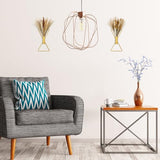 Peryiter 2 Pcs Boho Gold Wall Decor Metal Wall Art X Shaped Hanging Planters with Artificial Pampas Modern Home Gold Bathroom Decor for Bedroom Living Room