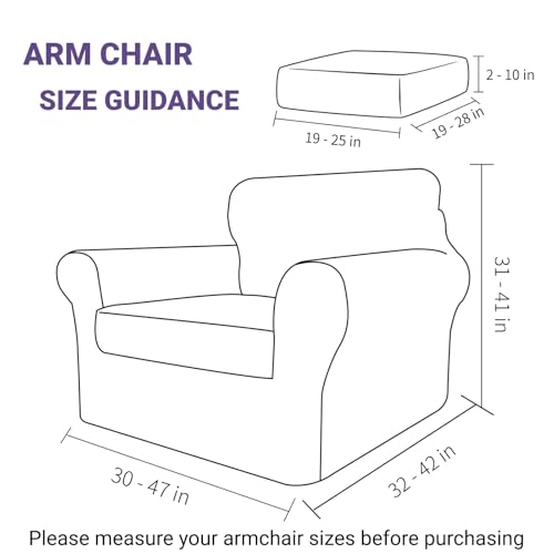 ZNSAYOTX Luxury Velvet Chair Slipcovers with Arms 2 Piece Stretch Chair Covers for Living Room Soft Armchair Slipcover Anti Slip Dog Pet Friendly Furniture Protector (Deep Teal),30"-47"(1 Cushion)