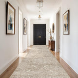 4x10 Washable Hallway Runner Rug: Vintage Wide Low Pile Rugs NaturalBeige