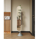 Decorative Bedroom Rotating Full-Length Mirror All-in-one Coat Rack Entryway Storage Floor for Living Room(White)