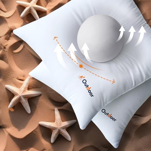 MIULEE Set of 4 Decorative Outdoor Pillows with Printed Pattern 18x18 Waterproof Throw Pillow Inserts with 90GSM Cover, Water Resistant Garden Cushion with Visible Print Design for Patio and Balcony