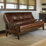 Full Size Chestnut Futon Cover Only Bonded Leather Premium Collection Fits 6-8 inch Futons Mattress (Cappuccino)