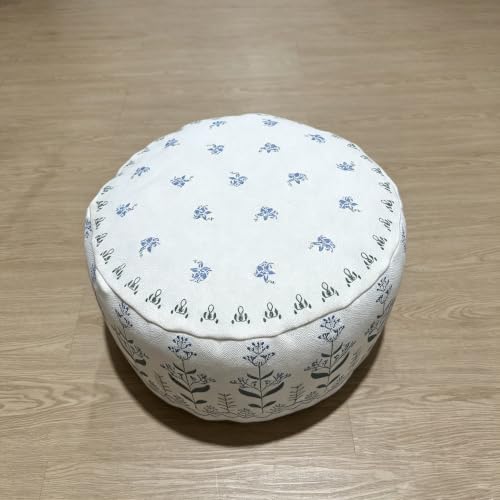 Unstuffed Round Pouf Cover, 18in Boho Ottoman, Floral Decor
