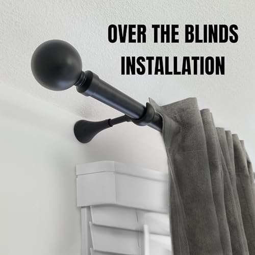 Heavy Duty Curtain Rod Brackets for Wall, 6 inch Adjustable Curtain Rod Brackets Extra Long Over Blinds Holder for Heavy Curtains 2 pcs Extended Window Hardware Wall Mounted Hangers Set of Two Black