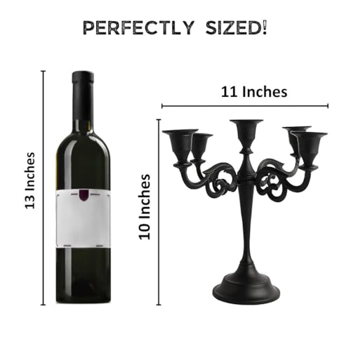 Rely+5-Arm Matte Black Metal Candelabra Halloween Taper Holder Decor