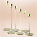6Pcs Lemon Gold Candlestick Holders Set Fit 3/4" Tall Taper Candle Home Decorative Table Centerpieces for Family Dinning, Party Decoration