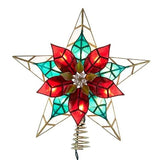 10-Light 11.5-Inch Poinsettia Capiz Star Tree Topper