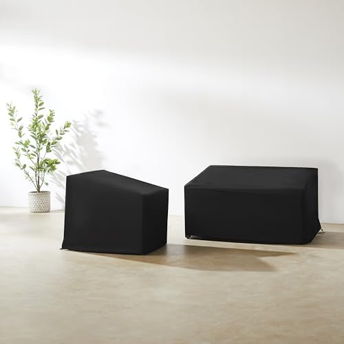 Crosley Furniture Patio Furniture Covers, Waterproof 2-Piece Cover Set for Outdoor Chair and Loveseat, Black