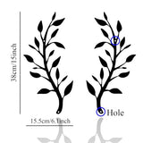 Yuzhuo 2 Pieces Metal Tree Leaf Wall Décor Branch Leaf Wall Art for Indoor Outdoor Garden Home Bedroom Living Room Decorations (Black)