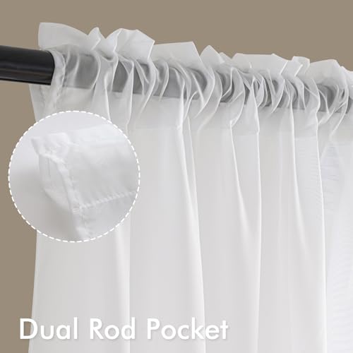 MIULEE White Sheer Curtains 84 Inches Long, 4 Panels Set, Light Filtering Rod Pocket Voile Drapes for Living Room and Bedroom, Airy Soft Fabric Window Treatments, 42 x 84 Inches