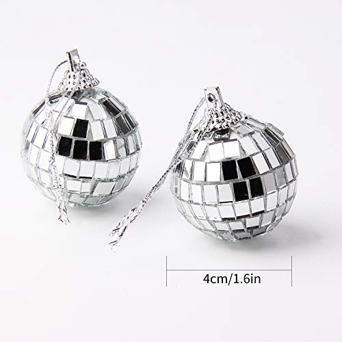 12 Pcs Silver Disco Mirror Ball for Party Decoration, Christmas Tree Wedding Birthday Party Ornaments(4CM)
