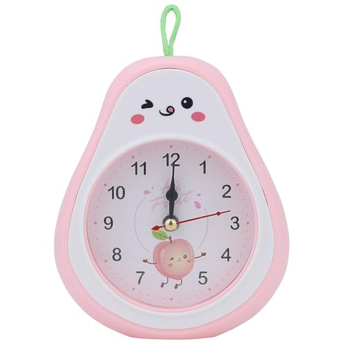Mechanical Alarm Clock Colorful Cartoon Design, Gentle Alarm, Fruit Appearance for Living Room 4.5" L x 2.2" W x 5.3" H Pink