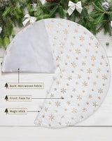 COOLWUFAN 60 Inches Faux Fur Christmas Tree Skirt for Xmas Tree Holiday Party Decoration White Plush Gold Sequin Snowflake (Gold)