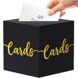 OLANRUN Gift Card Box, 9" Graduation Gold Foil Card Box, Black and Gold Party Decorations for Wedding, Birthday, Baby & Bridal Shower, Anniversary, Retirement