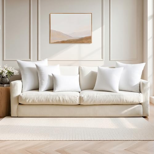 MIULEE 18x18 Pillow Inserts,Set of 2 100% Virgin Microfiber with Cotton Cover Throw Pillows for Couch Sofa and Bed