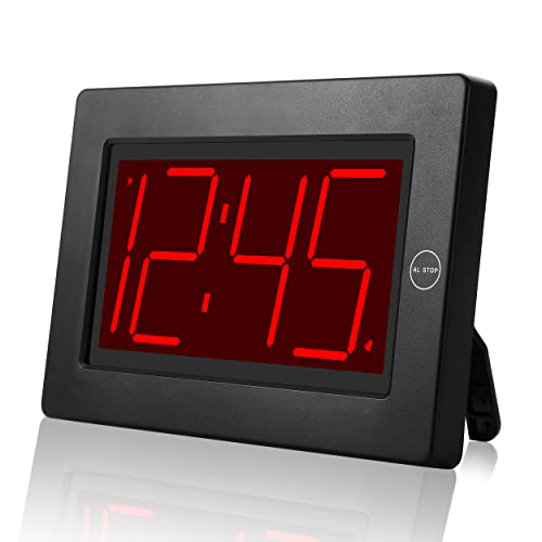 KWANWA Large Digital Alarm Clock, 3" LED Display Battery Operated, Dimmable Auto Night Mode, Easy to Read for Seniors Visually Impaired, Cordless Wall Clock or Table Clock for Bedroom Kitchen Office