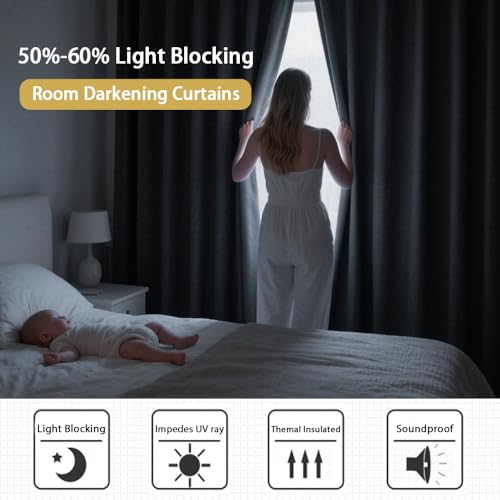 Turquoize White Curtains 96 Inch Long Room Darkening Curtains for Living Room Thermal Insulated Back Tab Rod Pocket Window Treatment Panels Drapes for Bedroom, 52" W x 96" L, Pure White